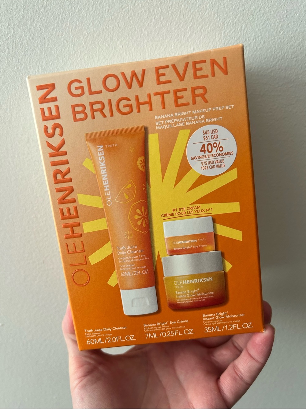 MSRP $70 OLE HENRIKSEN GLOW EVEN BRIGHTER BANANA BRIGHT MAKEUP PREP SET